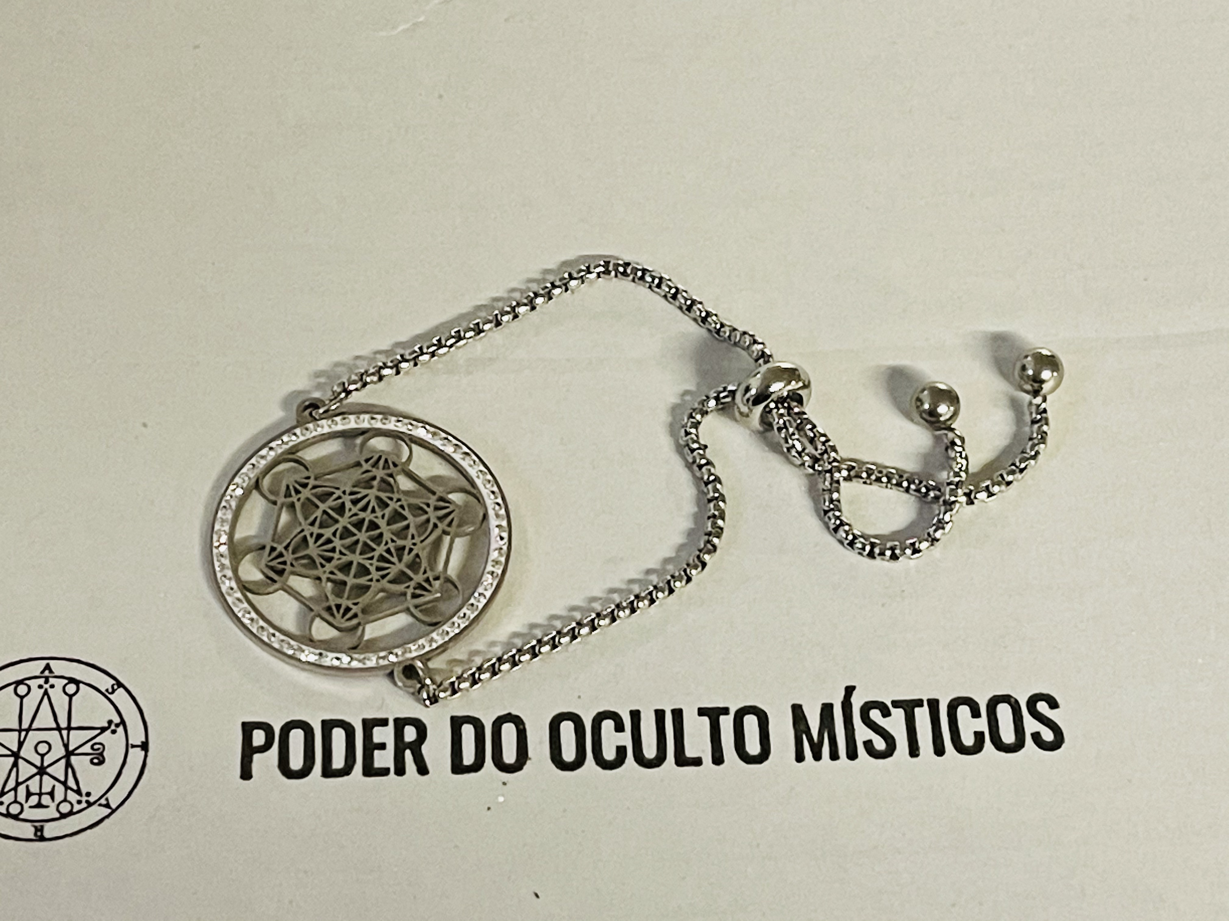 PULSEIRA DE AO CUBO METATRON COM CRISTAIS 