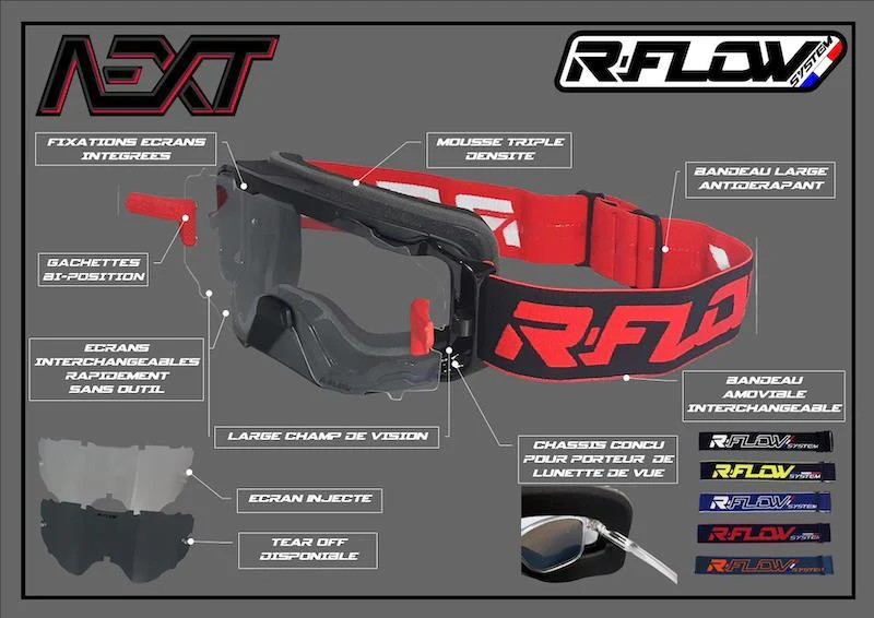Óculos de proteção ventilado R-Flow NEXT, Vermelho