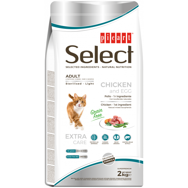 Picart Select - Gato - Adulto - Perda Peso / Esterilizado - Grain Free - Frango e ovo