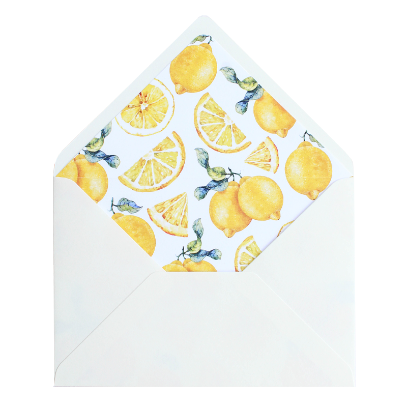 Envelope Pala em bico, Branco natural + interior limões - 1