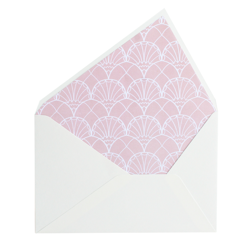 Envelope Pala enviezada, branco natural + interior geométrico - 1