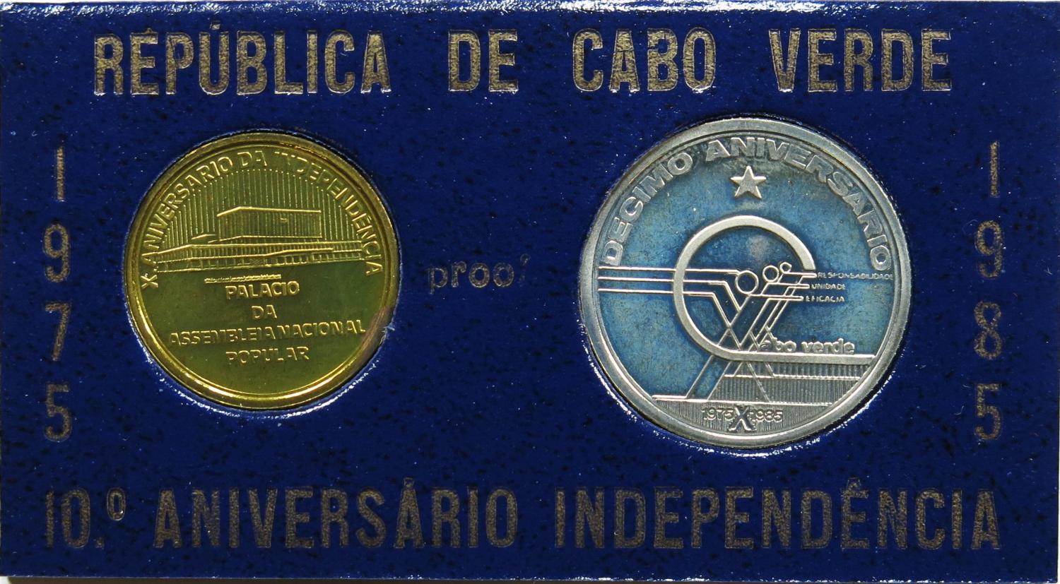 Cabo Verde 1 Escudo & 10 Escudos 1985 Proof  ´10º Aniv. da Independência´