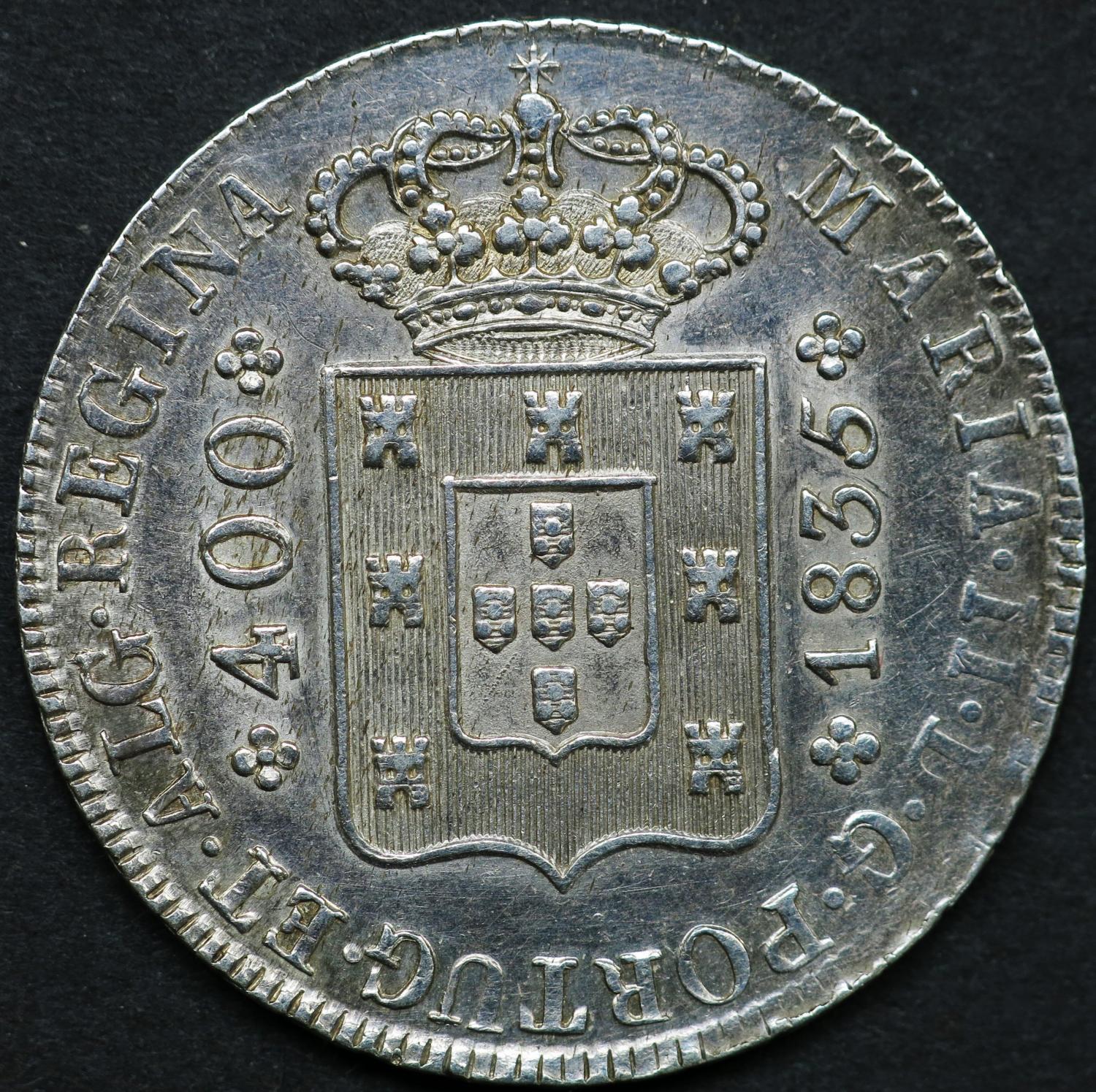 D. Maria II Cruzado 1835  Prata Q/Soberba