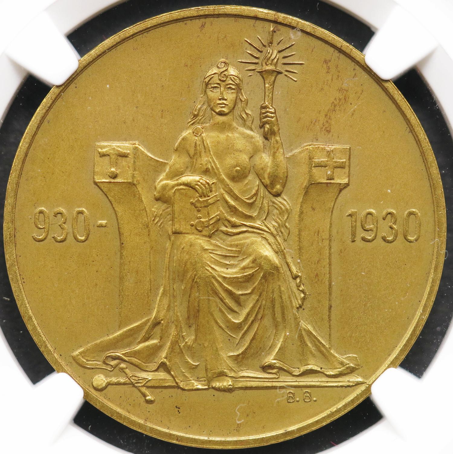 Islândia 2 Kronur 1930 Bronze NGC MS64