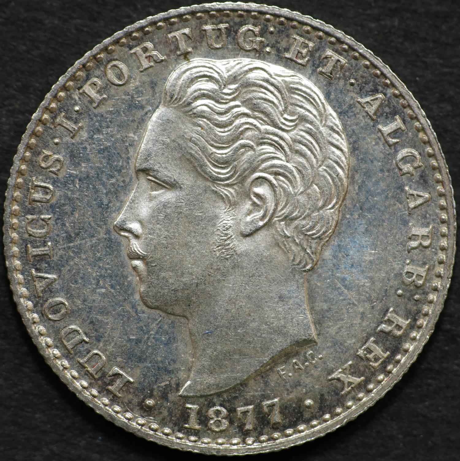 D. Luís I 100 Réis 1877 Prata Soberba