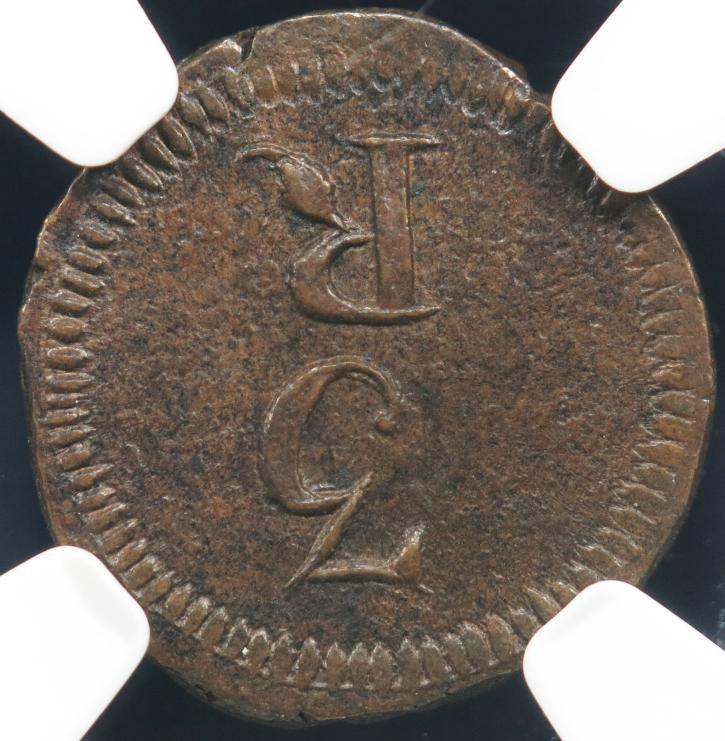 Índia D. Maria II 3 Réis 1848 Goa Cobre NGC MS62 