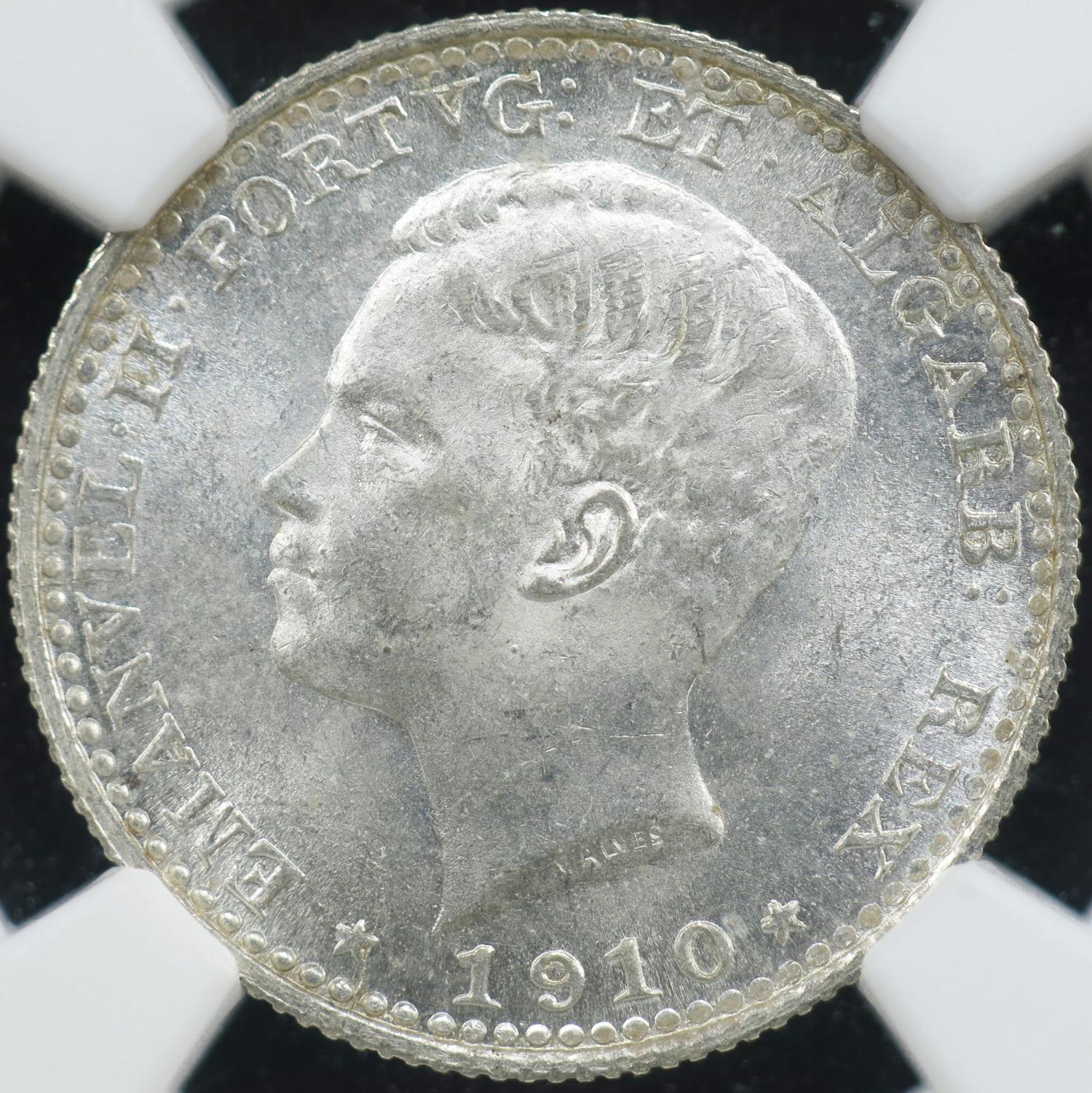D. Manuel II 100 Réis 1910 NGC MS64