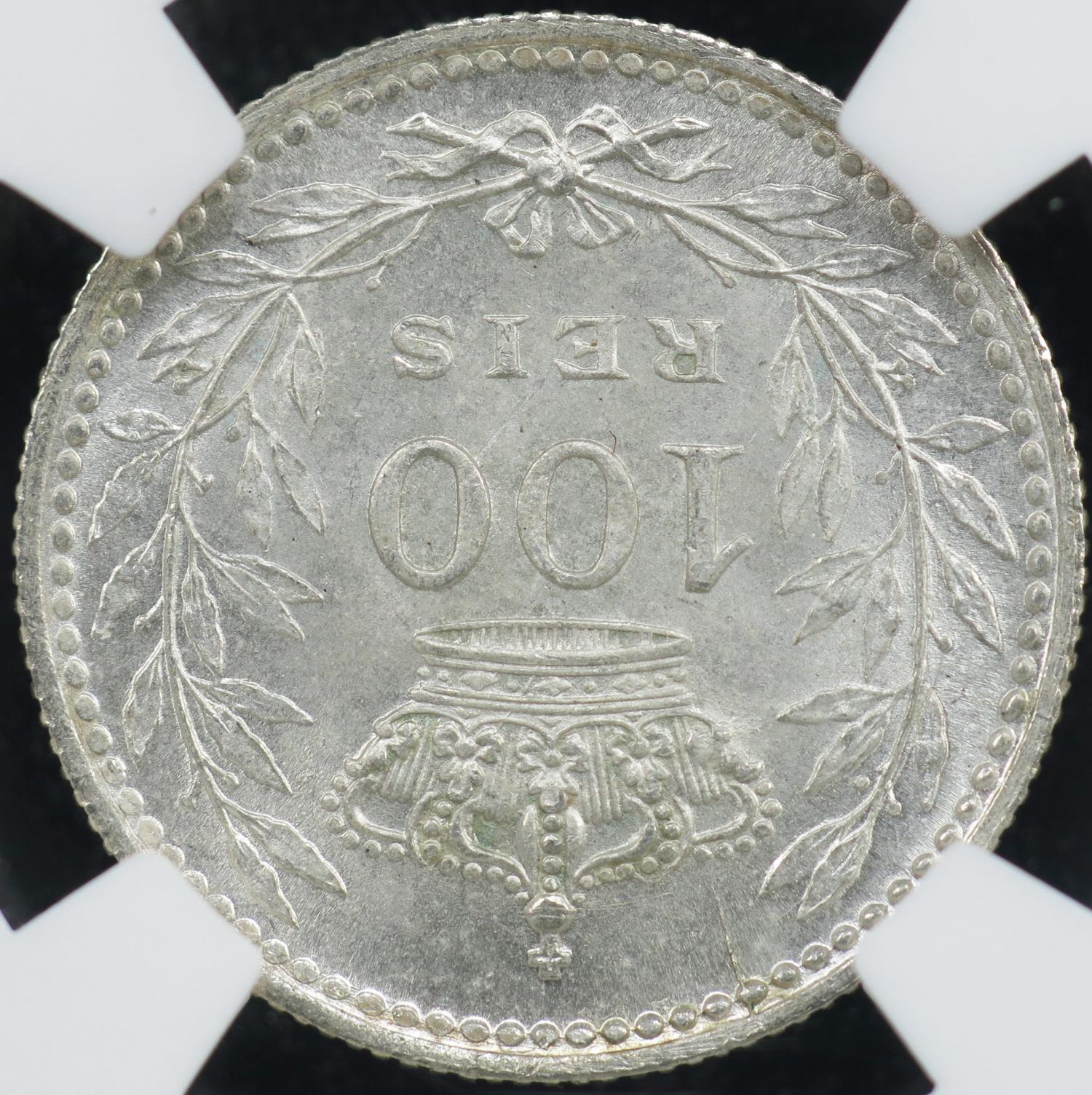 D. Manuel II 100 Réis 1910 NGC MS64