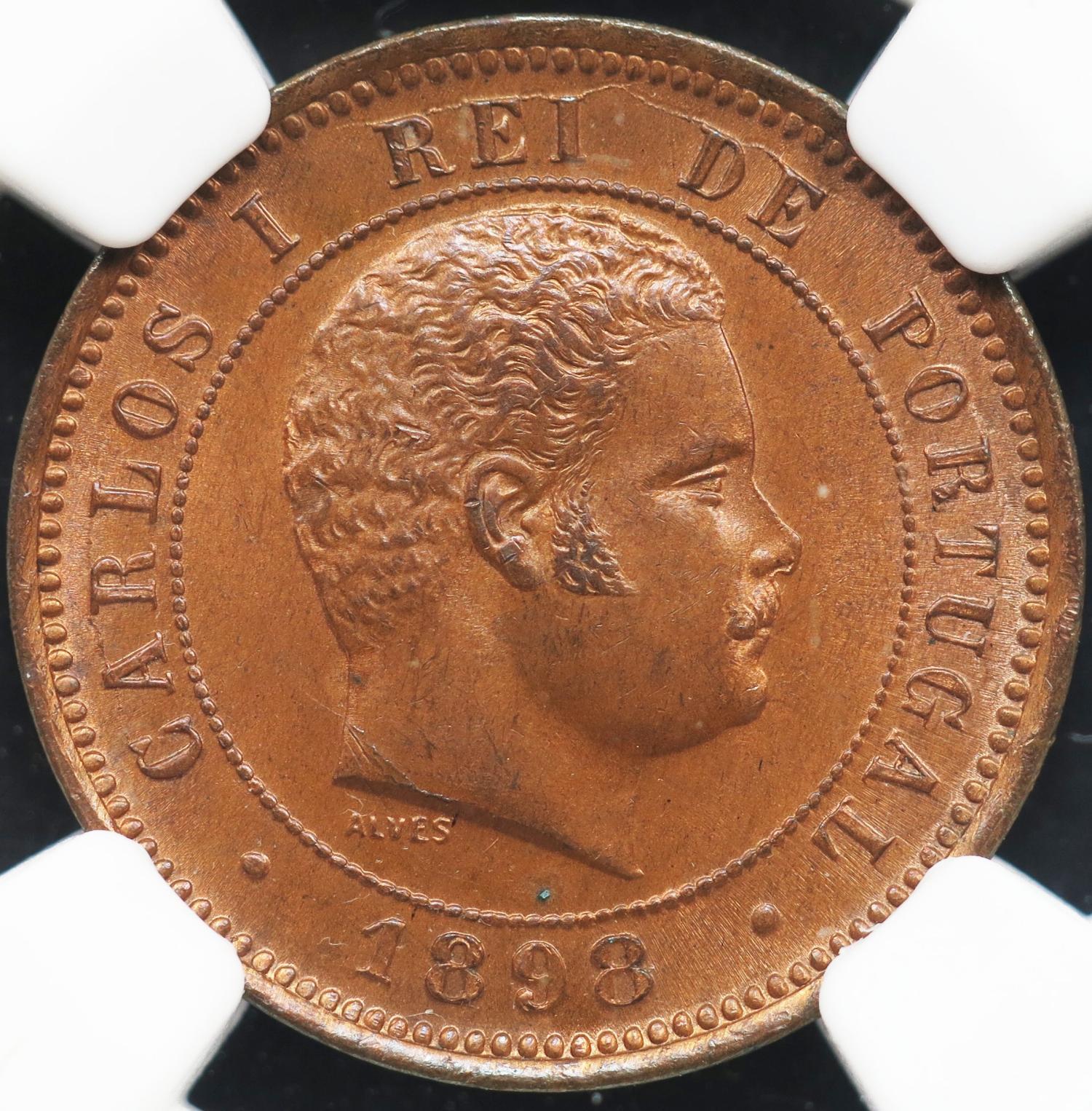 D. Carlos I 5 Réis 1898 Bronze NGC MS 65 RB
