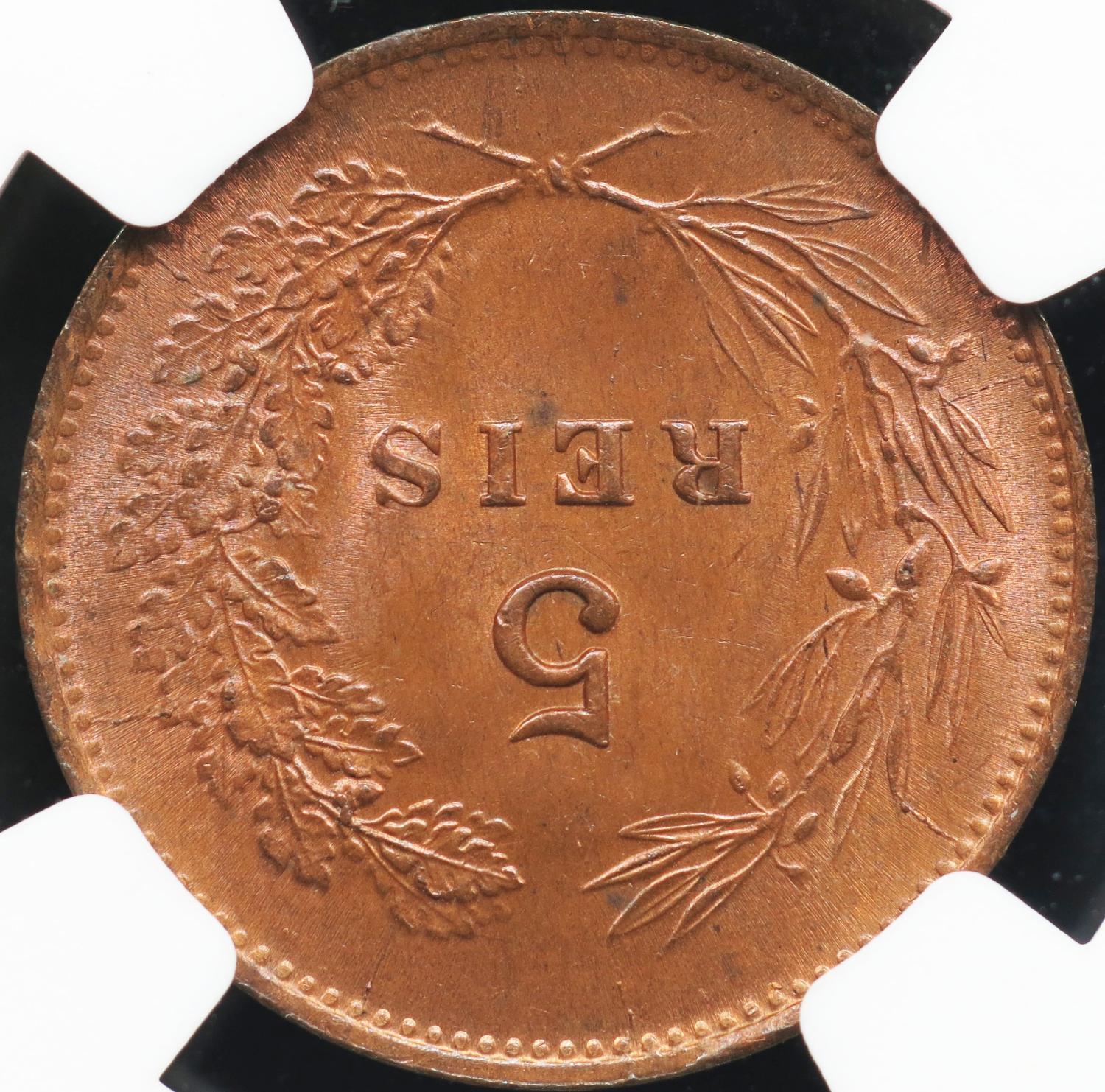D. Carlos I 5 Réis 1898 Bronze NGC MS 65 RB