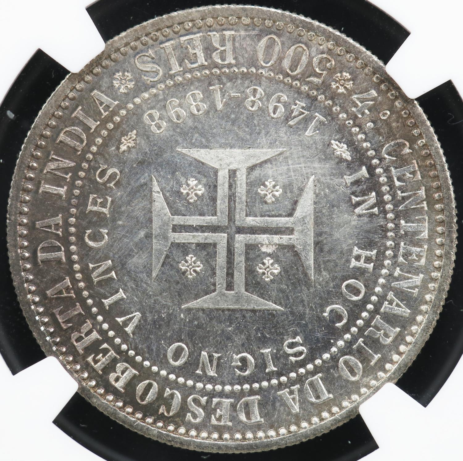 D. Carlos I 500 Réis 1898 Prata NGC MS63