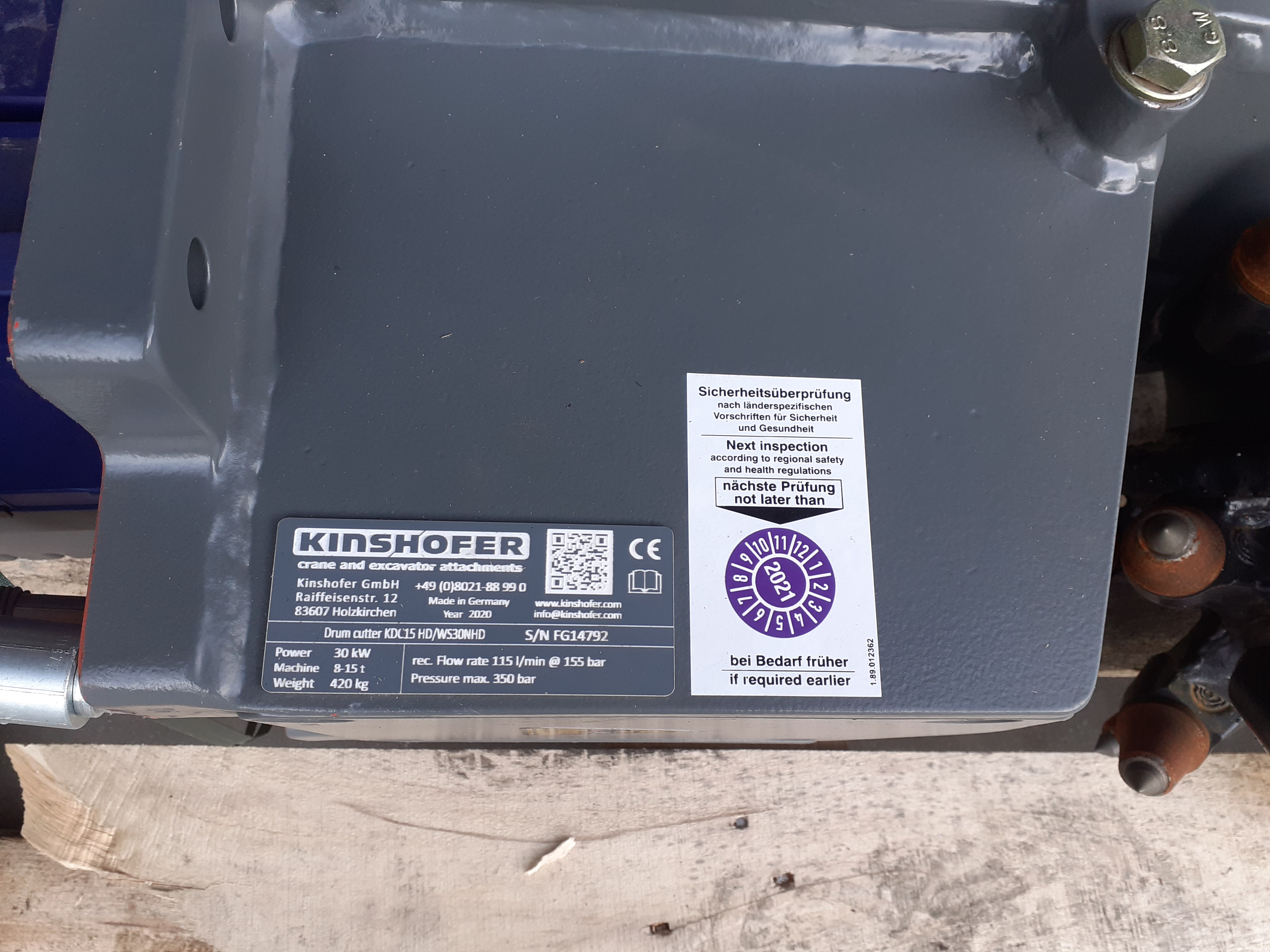 FRESADORA KINSHOFER, MODELO KDC15HD, S/N: FG14792