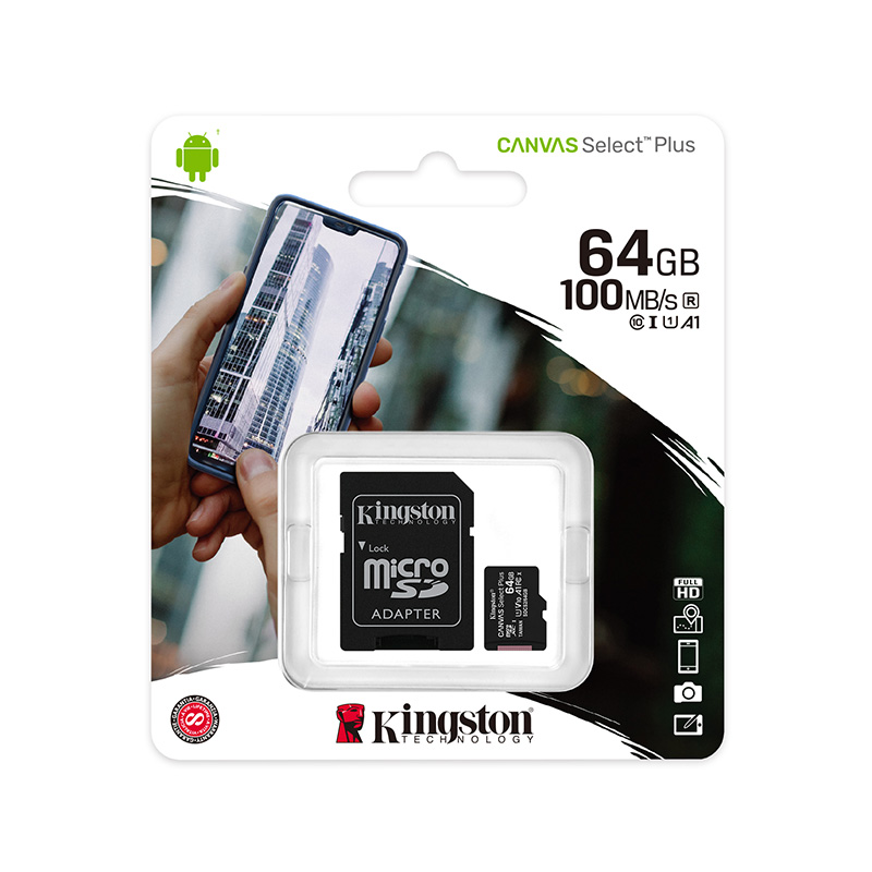 Kingston MicroSDXC 64GB Select 100R A1 C10+ ADP