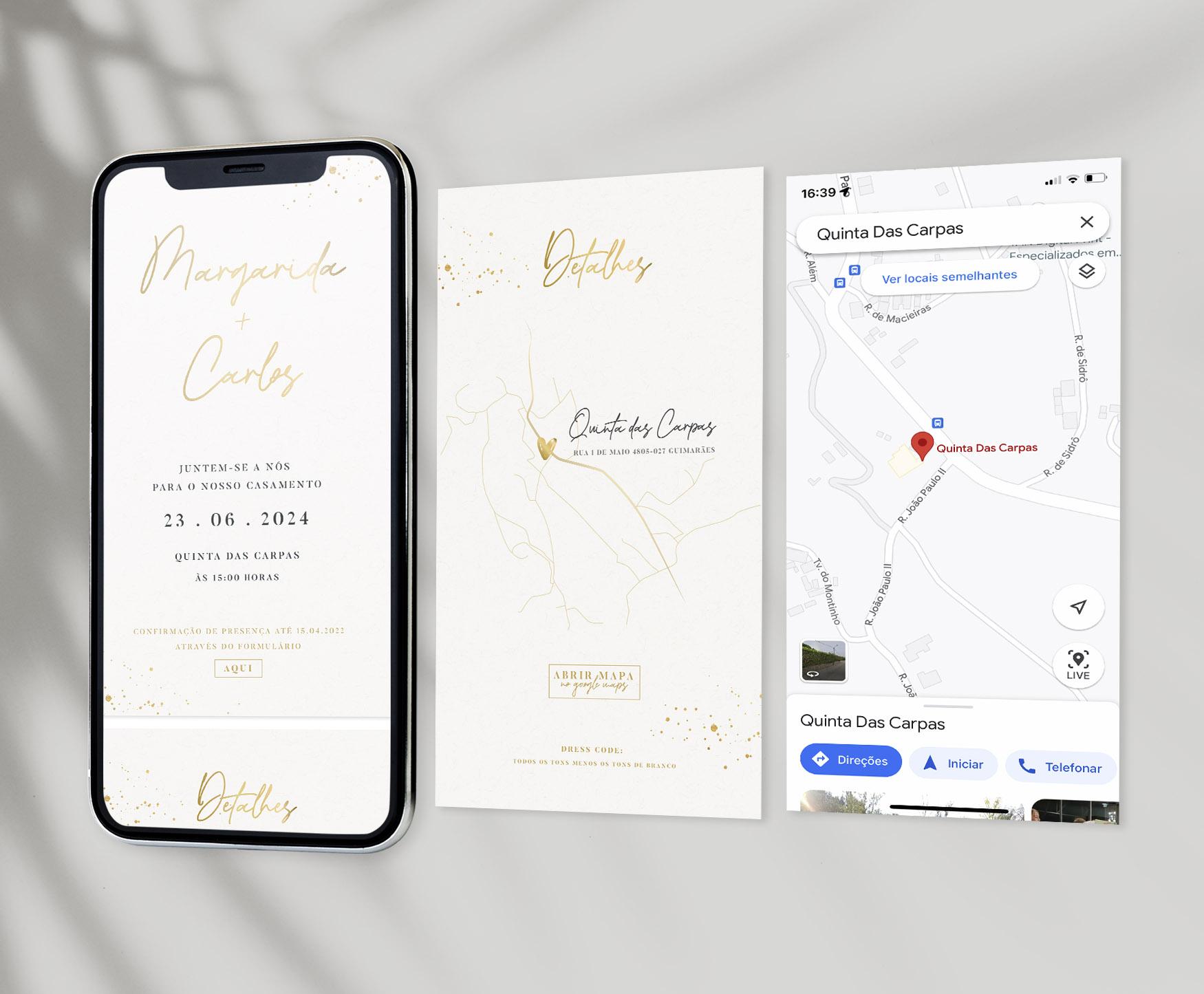 Convite Minimal Gold (c/ Mapa)