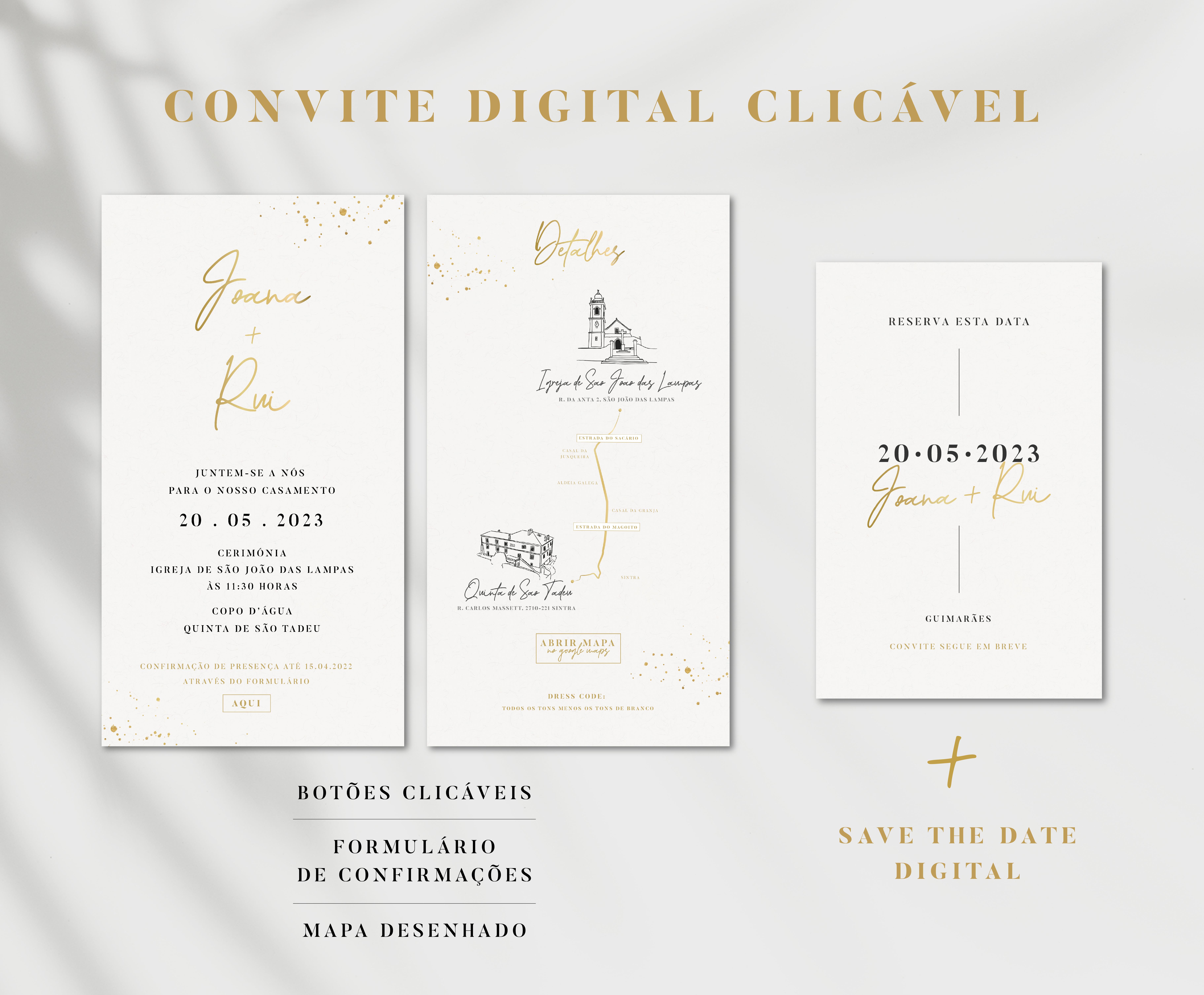 Convite Minimal Gold (c/ Mapa)