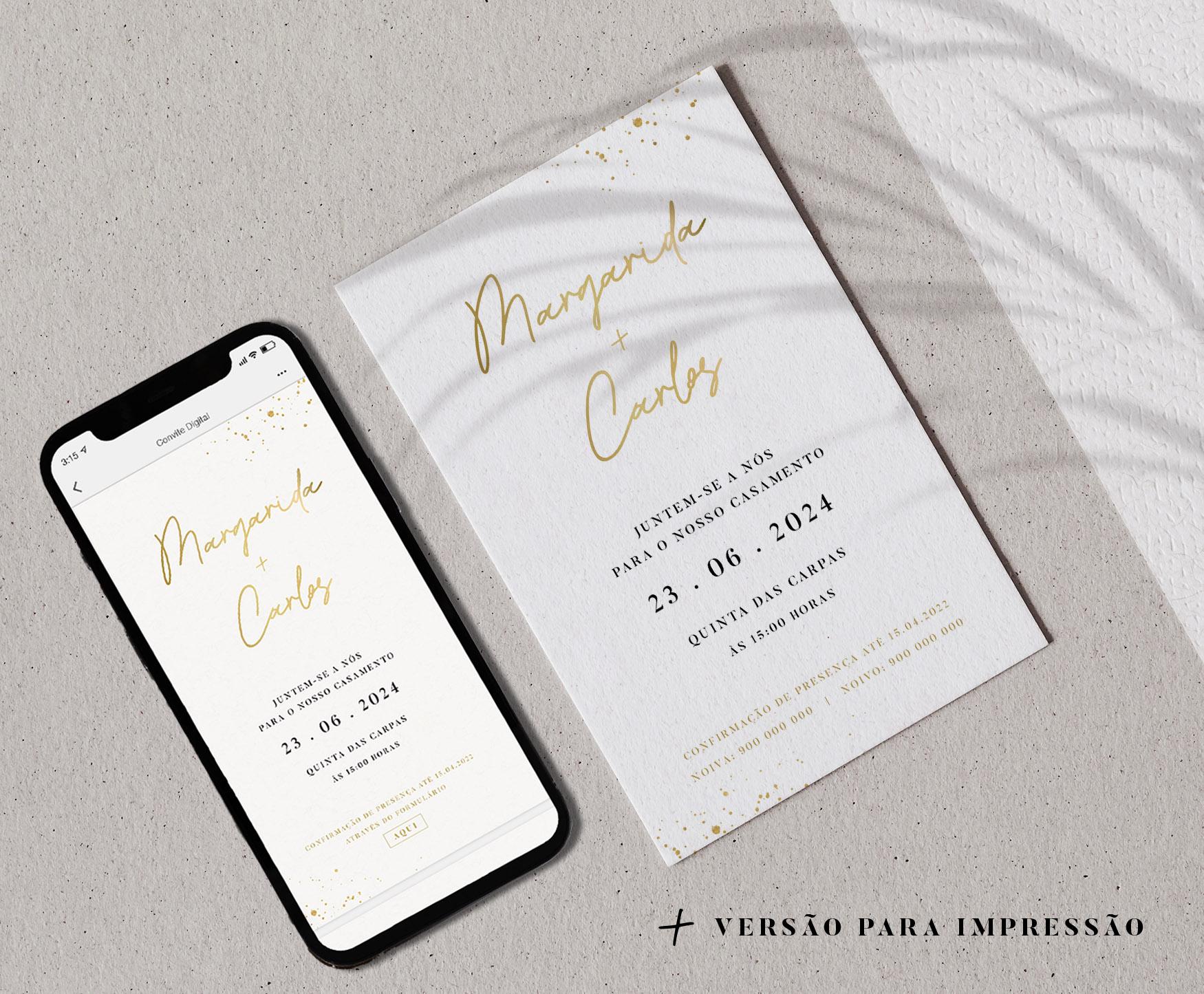 Convite Minimal Gold (c/ Mapa)