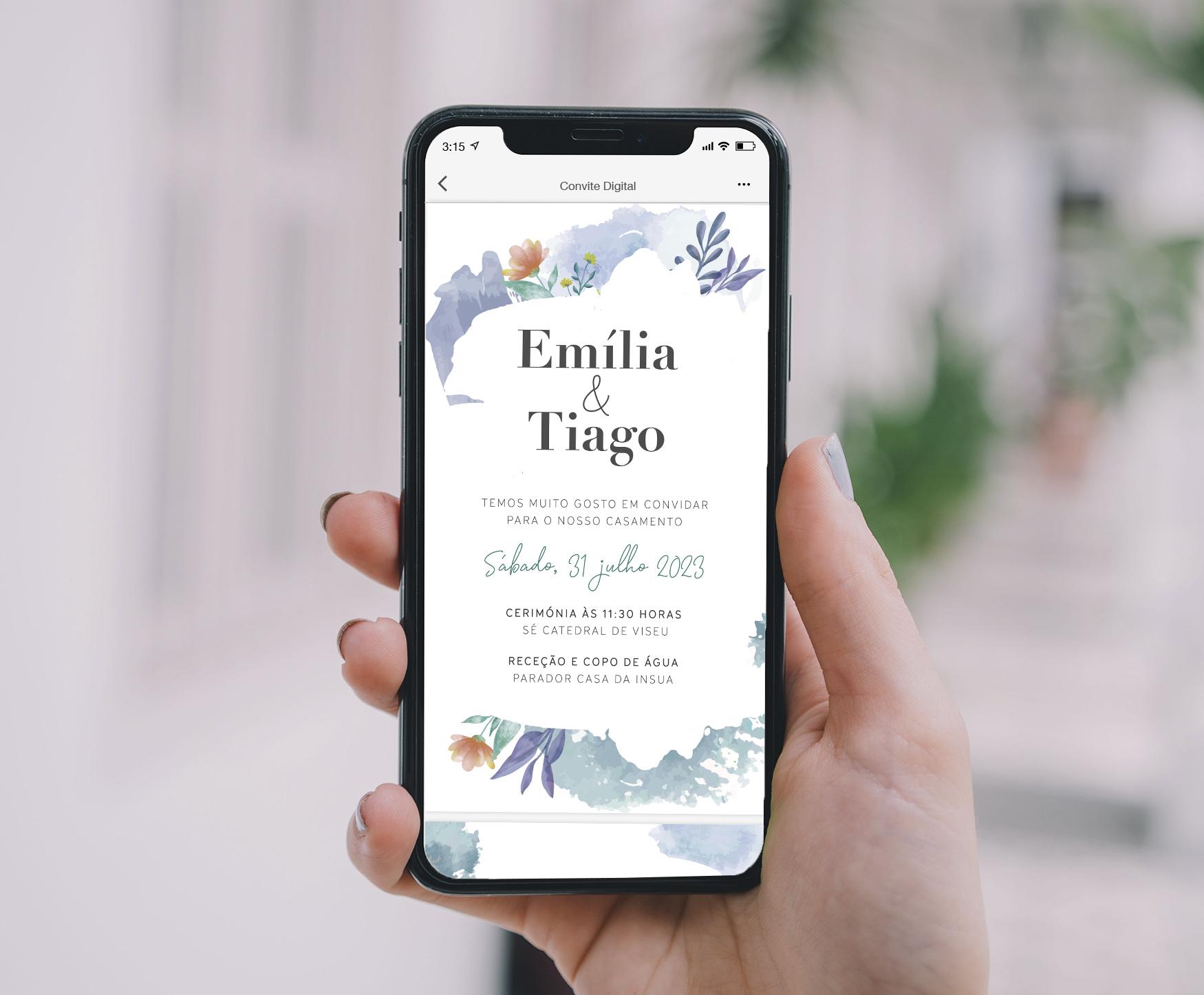 Convite Abstract Watercolor (c/ Mapa)