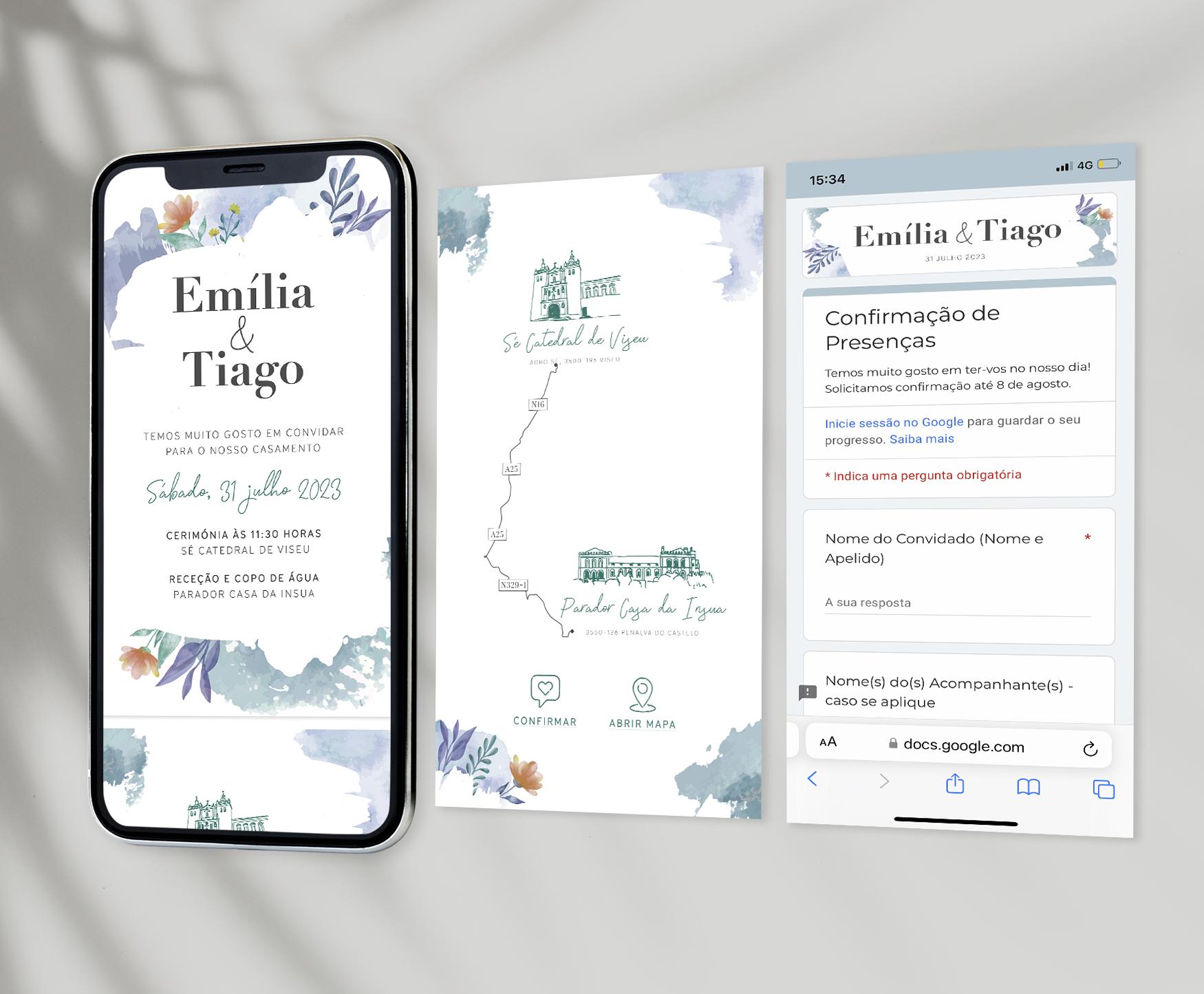 Convite Abstract Watercolor (c/ Mapa)