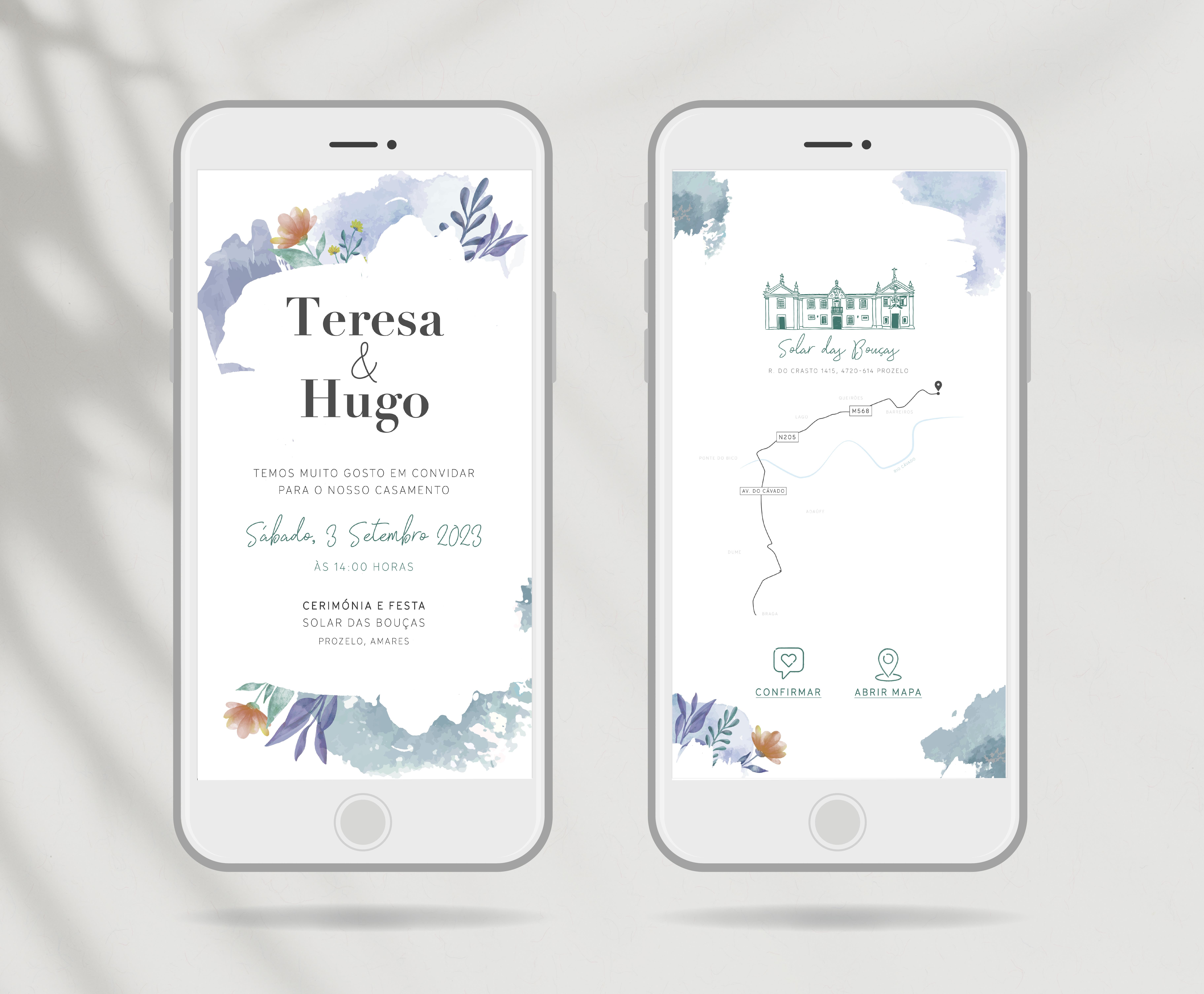 Convite Abstract Watercolor (c/ Mapa)