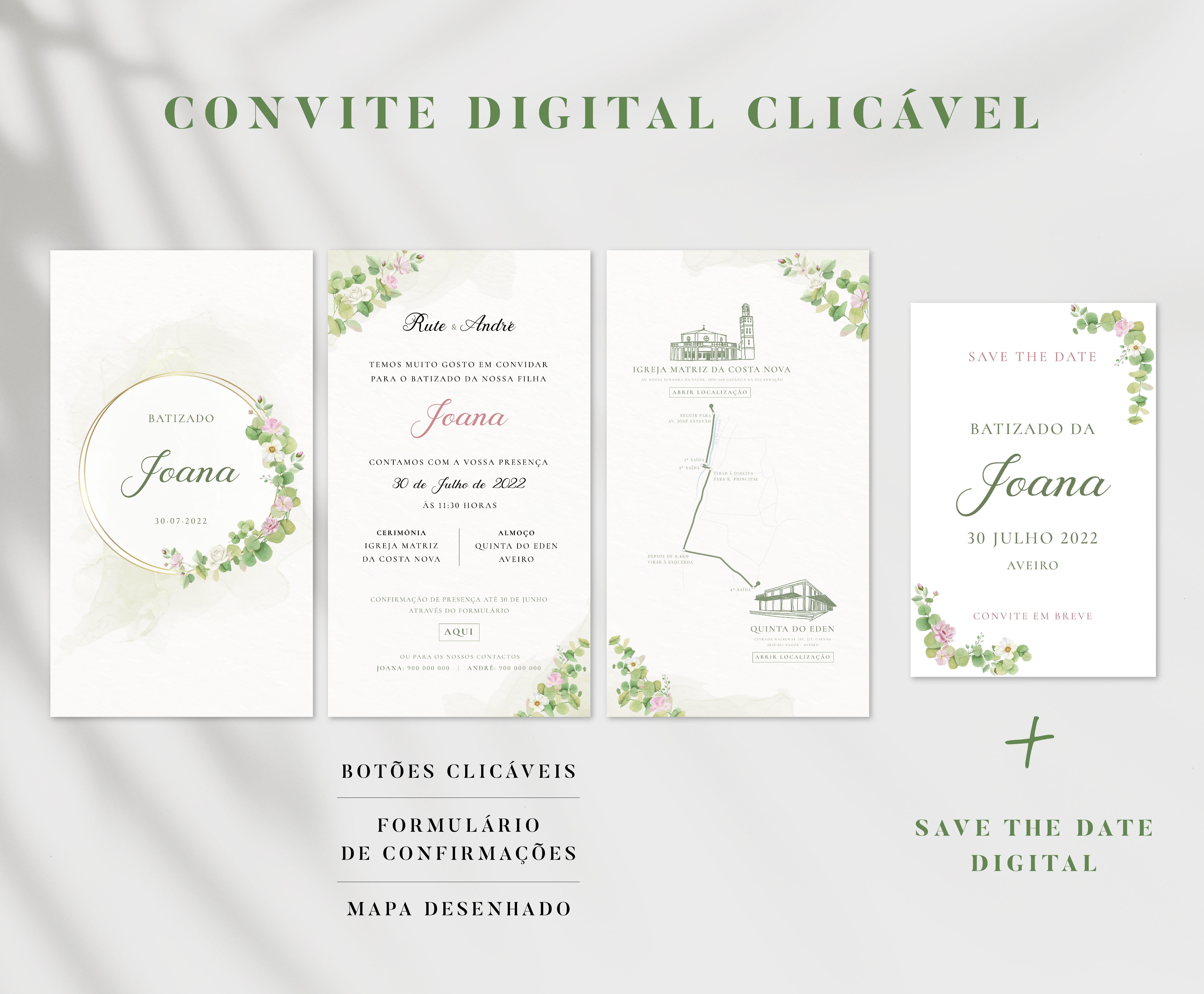 Convite Pink & Greenery (c/ Mapa)