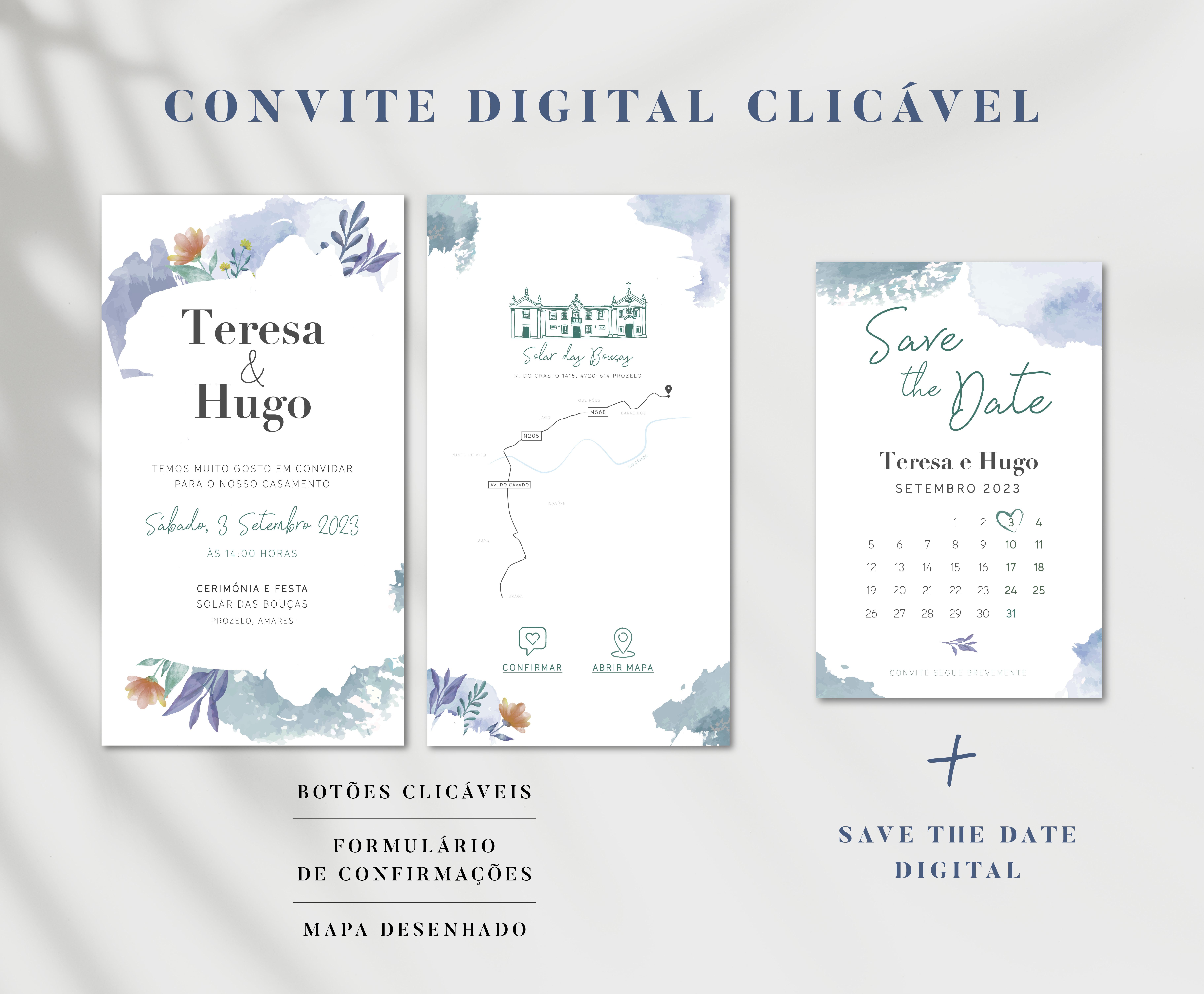 Convite Abstract Watercolor (c/ Mapa)