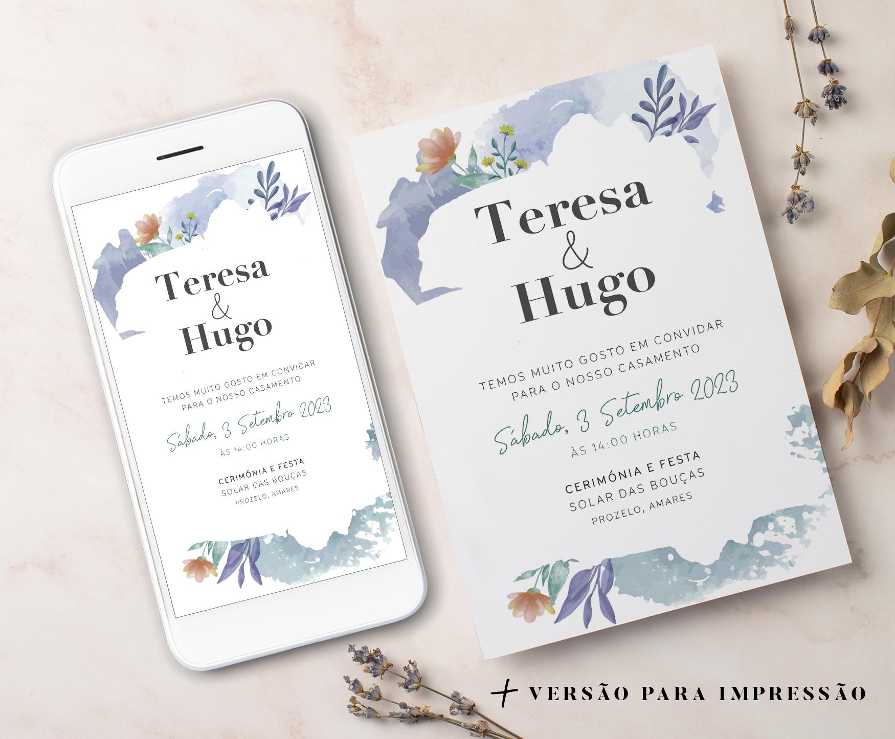 Convite Abstract Watercolor (c/ Mapa)