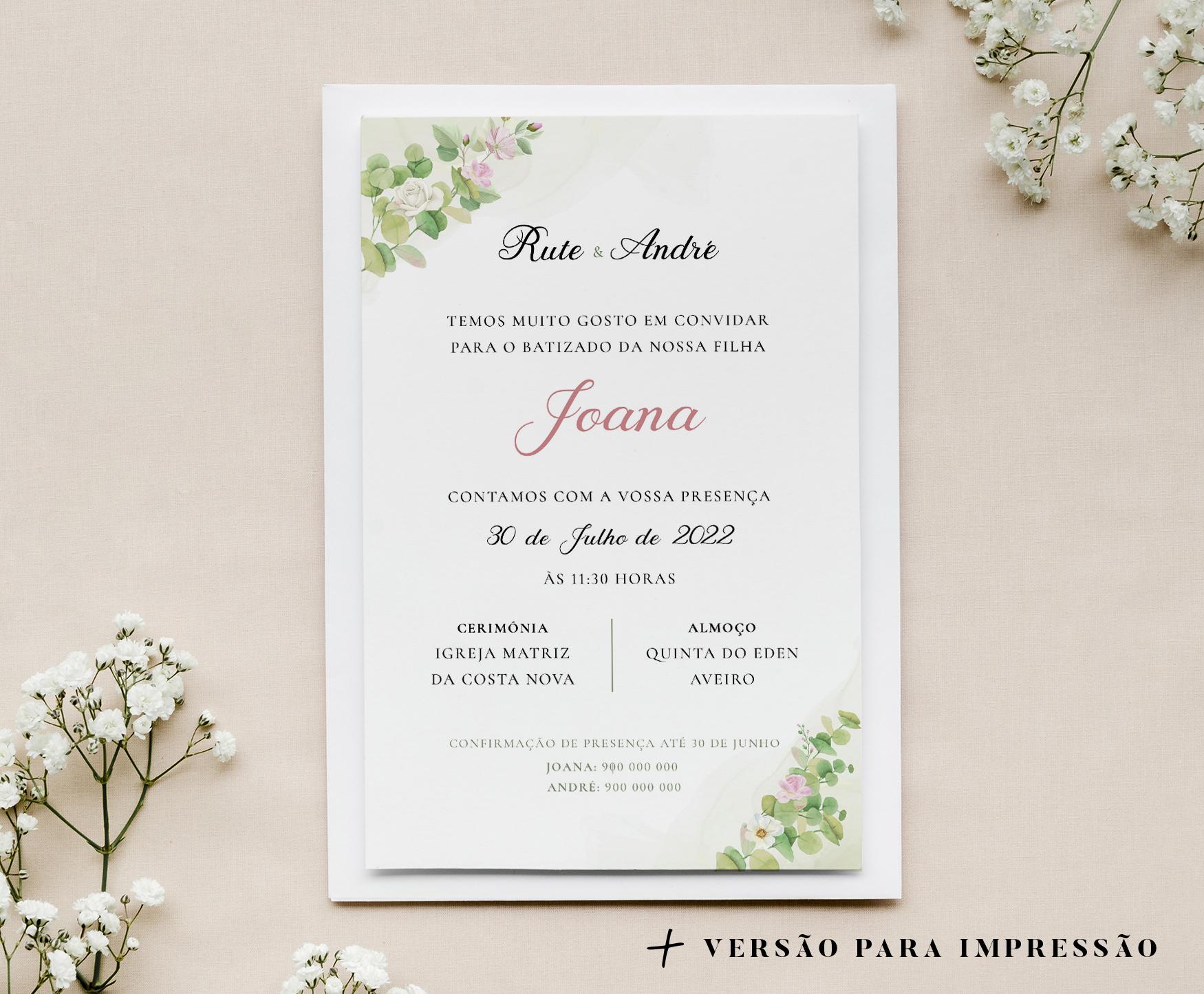 Convite Pink & Greenery (c/ Mapa)