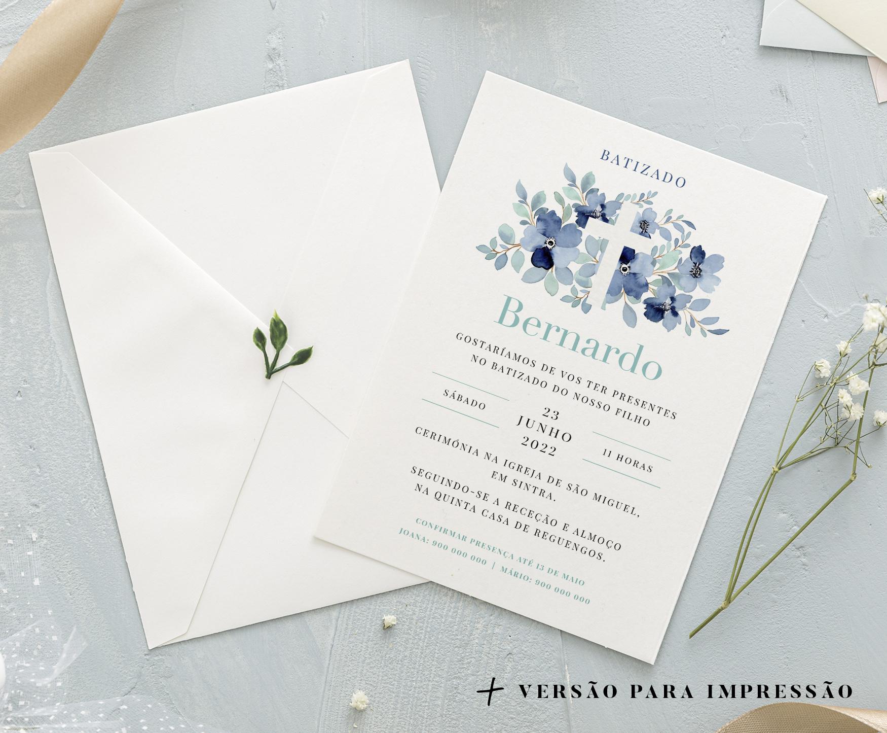 Convite Floral Blue (c/ Mapa)