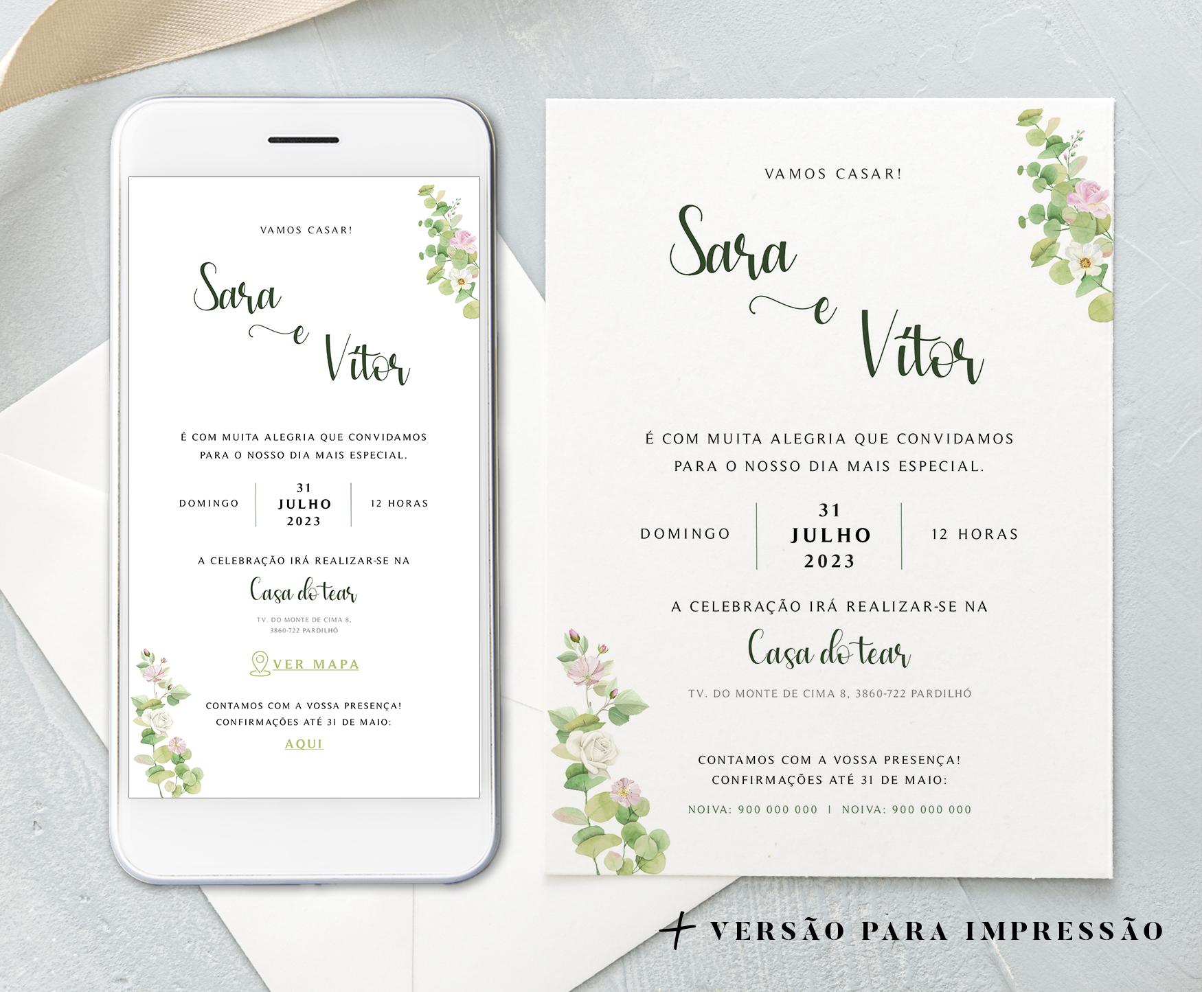 Convite Romantic Greenery