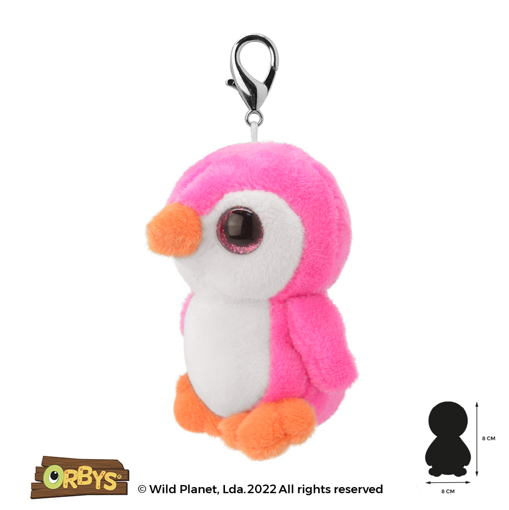 Porta Chaves de Peluche Pinguim Rosa Orbys